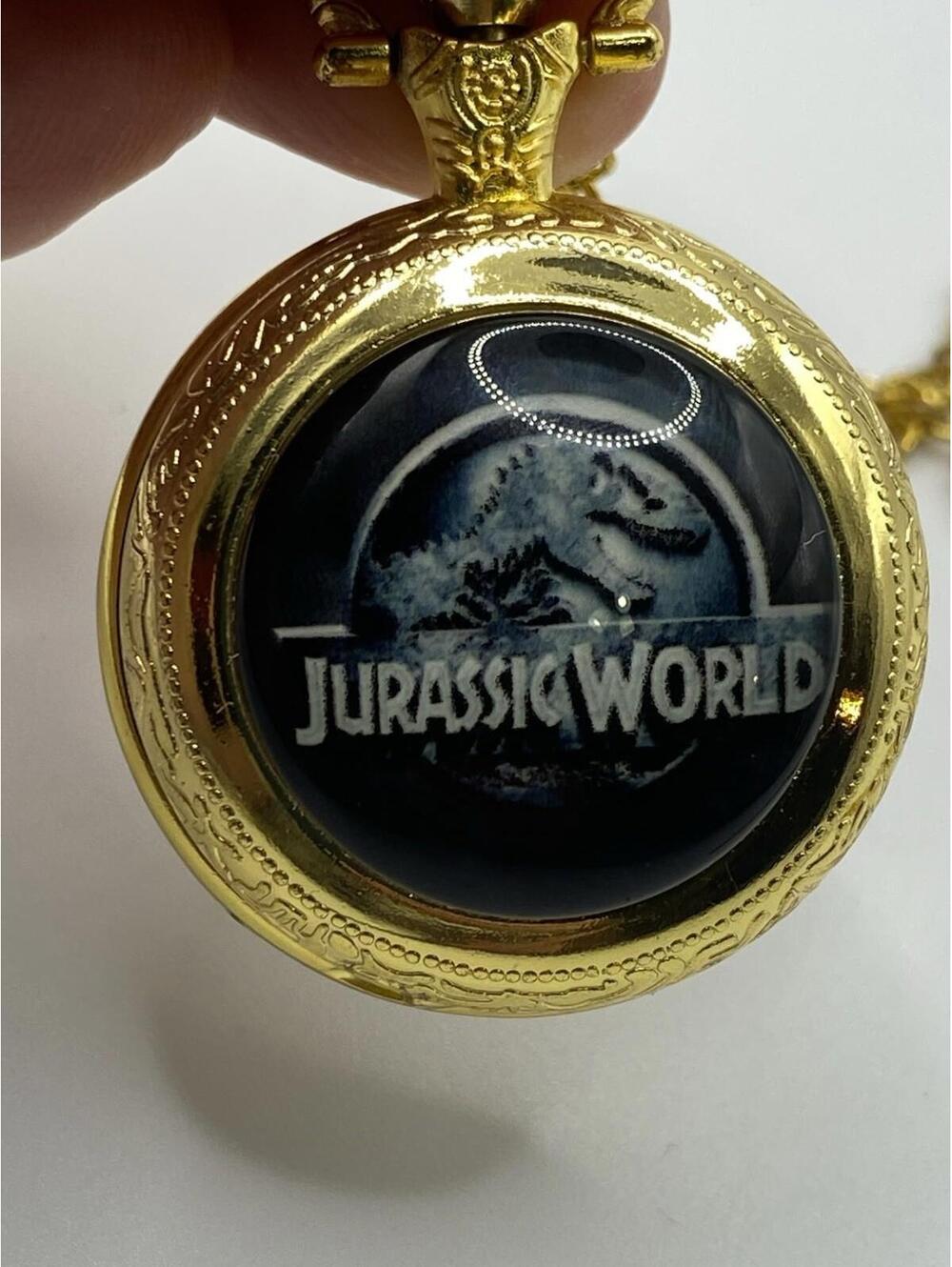 Jurassic World Dinosaur Logo Gold Tone Pocket Watch Collector's Item